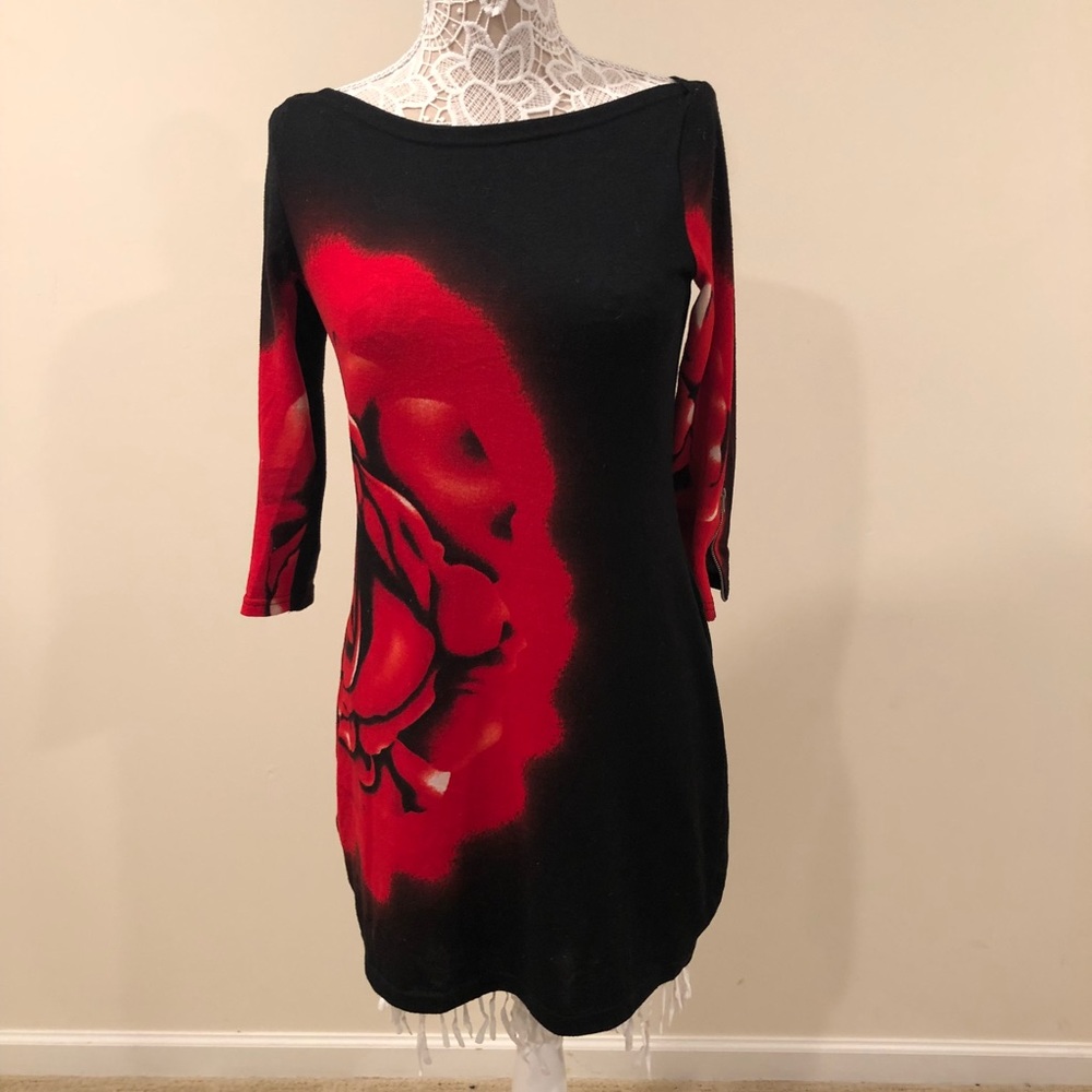 Long sleeve floral fall winter dress